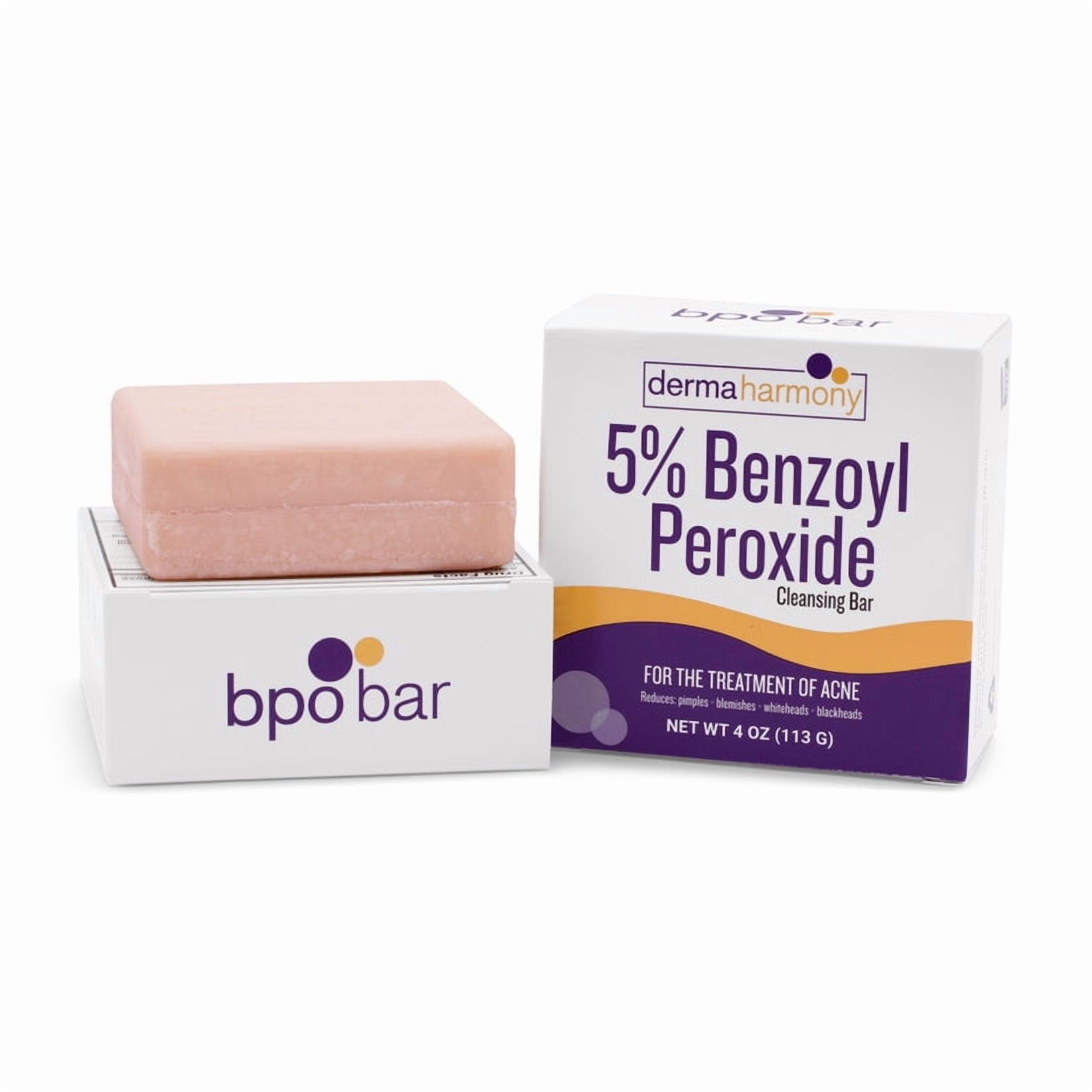 DermaHarmony 5% Benzoyl Peroxide Cleansing Bar (Non-Soap) 5 Bars