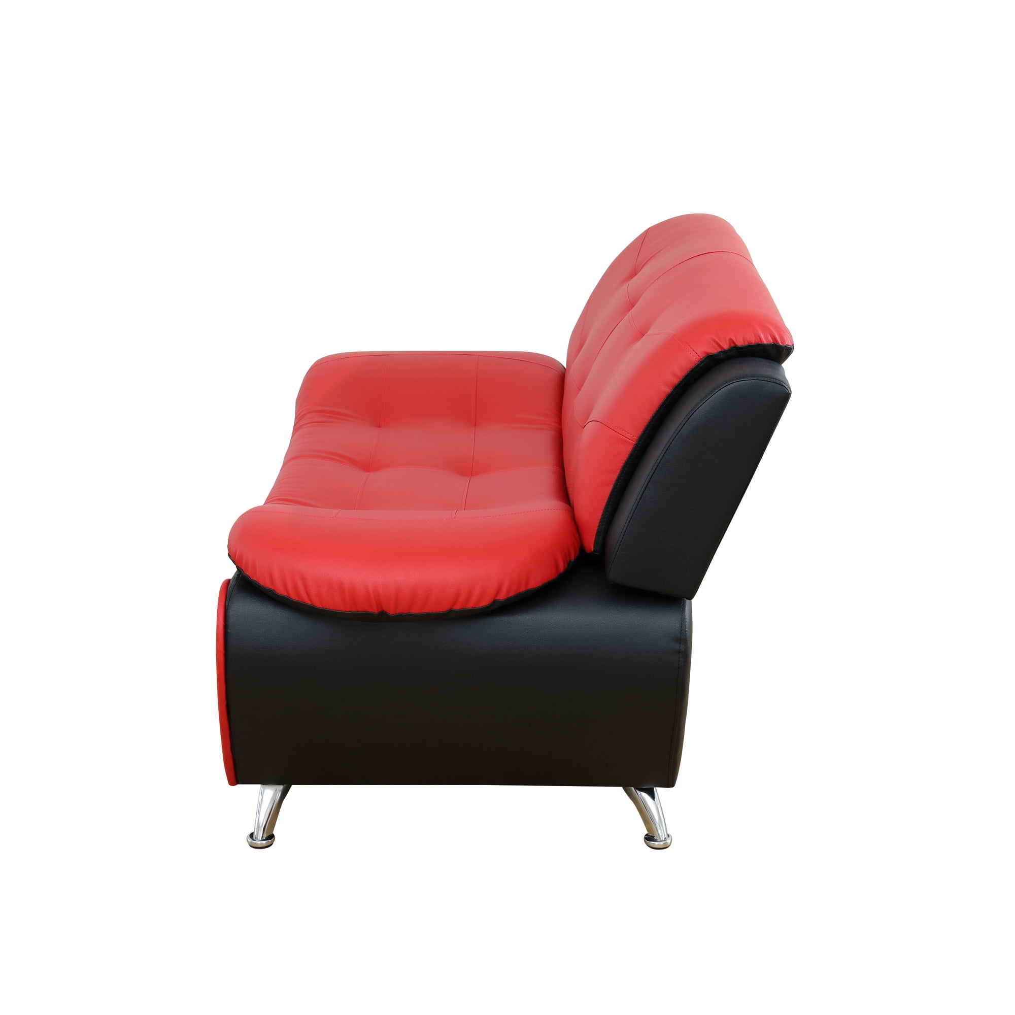 Aukfa 3 Piece Sofa Set - 76.5" Upholstered 3 Seat Sofa Couch for Living Room Bedroom, Leather, Red