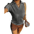 thumbnail image 3 of Camiseta de Corta con Cuello en V para Mujer, Sin Mangas, con Cuello A Rayas, Prendas Casuales de Moda 2025. Negro M, 3 of 9