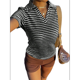 thumbnail image 3 of Camiseta de Corta con Cuello en V para Mujer, Sin Mangas, con Cuello A Rayas, Prendas Casuales de Moda 2025. Negro M, 3 of 9