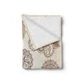 thumbnail image 2 of Floral Soft Flannel Fleece Blanket, Flowers and Paisley Pattern Doodles in Various Shapes and Designs Monochrome Image, Cozy Plush for Indoor and Outdoor Use, 70" x 90", Beige Brown, by Ambesonne, 2 of 5