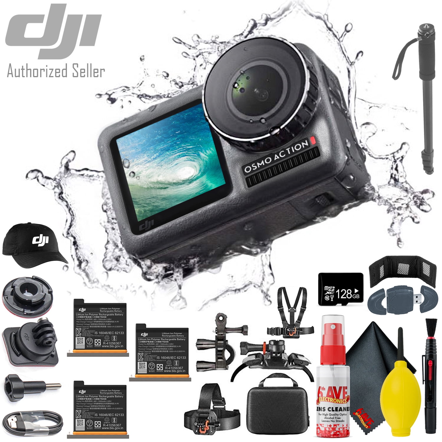 DJI Osmo Action 4K Camera Monopod 70" DJI Baseball Cap Additional