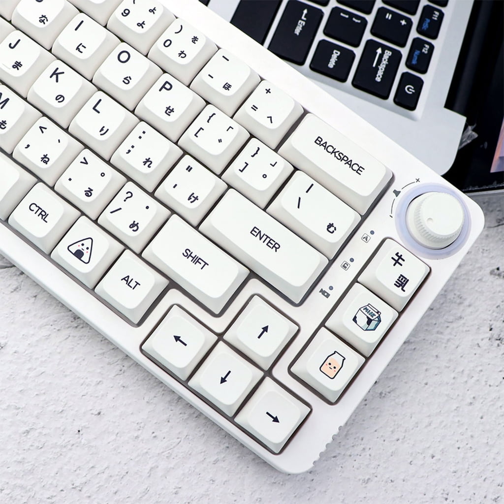 WINDLAND Minimalist White PBT Keycaps XDA Profile Japanese Aesthetics Keycap Set 126PCS