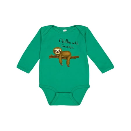 

Inktastic Chillin With My Grandpa Cute Sloth Gift Baby Boy or Baby Girl Long Sleeve Bodysuit