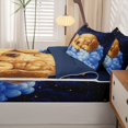 thumbnail image 5 of Homewish Lovely Golden Retriever Zipper Twin Comforter Sets with Fitted Sheet and 2 Pillowcases,Cartoon Dog Zipper Bedding Set,White Clouds Decor,Navy Blue Reversible,4pcs, 5 of 8