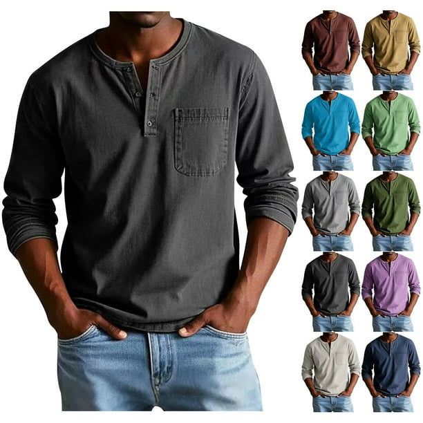 RKSTN Men's Golf Shirts Oversized Long Sleeve Button Down Collar Classic Polos Shirt Mens Solid Single Pocket Soft Versatile Casual T Shirt Tops for Everyday Outings Office Looks Weekend Activities