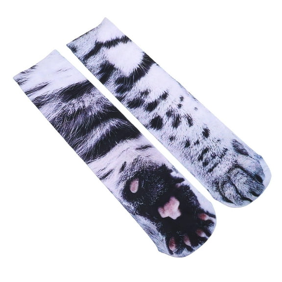 PTOOTP 1Pair 3D Cat Paw Socks Realistic Animal Print Funny Thermal Socks for Holiday Party