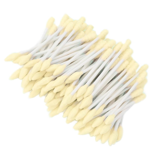100pcs Makeup Double Tip Swab Disposable Colorful Double Precision Tips Cotton Swabs Cosmetic Swab for WomenYellow
