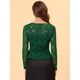 thumbnail image 4 of Cárdigan corto con lazo En la parte delantera para mujer Allegra K Encaje Floral Verde oscuro XS, 4 of 5