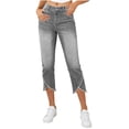 thumbnail image 2 of Hvogkswy Capri Jeans for Women Trendy High Waisted Skinny Stretchy Capris Button Zipper Closure Pockets Casual Summer Jeans, 2 of 6