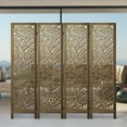 thumbnail image 3 of Fionafurn 4 Panel Room Divider,Carved Lacquer Privacy Screens, 67in(H) Brown Water Paint, 3 of 11