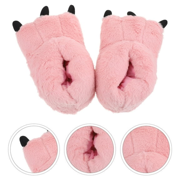 FENGGUIQU 1 Pair Cartoon Claw Shaped Slippers Warm Plush Cozy Shoes for Women