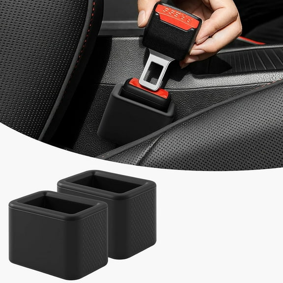 2 PCS Seat Belt Buckle Holder, Silicone Seatbelt Buckle Booster to Makes Receptacle Stand Upright for Easy Access (Black)