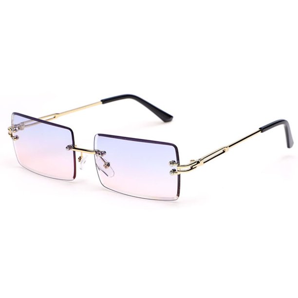 Gafas de sol sin marco de metal para mujer, gafas de sol de protección solar ultraligeras cuadradas de moda europeas y americanas para hombre