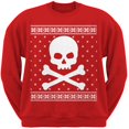 thumbnail image 1 of Giant Skull And Crossbones Ugly Christmas Sweater Red Adult Sweatshirt, 1 of 1