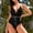 Black, variant on One Piece Swimsuit Women Belly Control Plunge V Neck Swimsuit Tie Waist Open Back Slimming Swimwear for Beach Pool