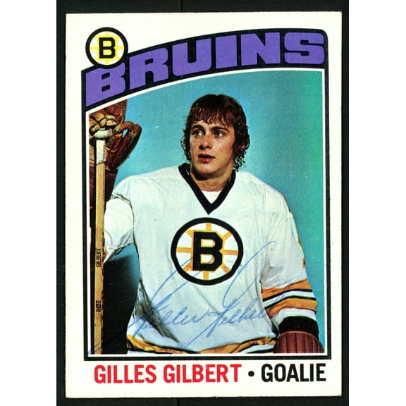 Gilles Gilbert Autographed 1976-77 Topps Card #255 Boston Bruins SKU #150200