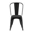 thumbnail image 2 of Industrial Metal Indoor-Outdoor Chairs Sanded Matte Style Kitchen Dining Chairs Stackable Side Chair with Back Set of 2 (High Gloss Black), 2 of 6