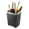 Office Suites Divided Pencil Cup Plastic, 3 1/16 x 3 1/16 x 4 1/4, Black/Silver