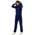 thumbnail image 5 of LELINTA Velour Tracksuit for Women Outfit Hoodie and Pants Tracksuit Yoga Running Sport Sweatsuit Jogger Set, Black/ Blue/ Red/ Purple, S-2XL, 5 of 6