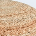 thumbnail image 2 of Benjara 18 Inch Round Accent Pouf, Soft Braided Jute Design, Natural Cream Orange, 2 of 5