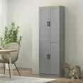 thumbnail image 3 of YYAo Sideboard Buffet Cabinet, Coffee Bar Cabinet,Freestanding Kitchen Pantry, 4-Door Kitchen Pantry Cabinet with Adjustable Shelves and Doors, Distressed White, 3 of 11