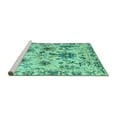 thumbnail image 2 of Ahgly Company Machine Washable Indoor Square Abstract Turquoise Blue Modern Area Rugs, 3' Square, 2 of 4