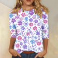 thumbnail image 2 of CYMMPU Loose Fit Round Neck Blouses for Women Dressy Casual Floral Printed 3/4 Sleeve Spring Tops Fall Trendy Shirts Tunic Tops Lightweight Basic Tees Multicolor XXXXL, 2 of 5