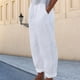 thumbnail image 3 of Pantalones largos y cómodos de lino y algodón estilo informal para mujer plisado elegante para vacaciones FLhrweasw Para estrenar, 3 of 8