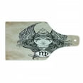 thumbnail image 1 of Zodiac Cutting Board, Astrological with Girl Earth Element in Female Form Graphic Design, Decorative Tempered Glass Cutting and Serving Board, Wine Bottle Shape, Black and Tan, by Ambesonne, 1 of 1