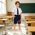 thumbnail image 2 of XEGLSBU School Shorts for Boys Lightweight Casual Dress Plaid Short Pants with Elastic Waist for Daily and Formal Occasions Navy Size 10-11 Years, 2 of 6