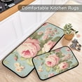 thumbnail image 5 of Leaves and Flowers Pink Kitchen Mats Set 2 Piece Non Slip Floor Foam Rugs Cushioned Soft Waterproof Carpet Runner for Dining Room Bathroom Laundry, 5 of 7