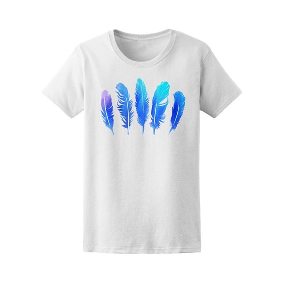 Bright Blue Feather Set T-Shirt Women -Image by Shutterstock, Female Small
