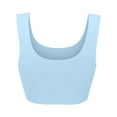 thumbnail image 3 of Tshirt Bras for Women Seamless Wire Free High Support 360 Stretch Longline Sport Bra Push Up Bra Full Coverage Underwear Blue 34, 3 of 5