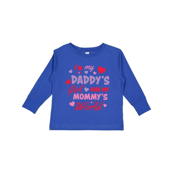 Inktastic Valentine's Day I'm My Daddy's Girl and My Mommy's World Girls Long Sleeve Toddler T-Shirt