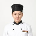 1pc Fabric Bouffancy Mushroom Hat Chef Hat Working Hat Adjustable for Restaurant Hotel (Black