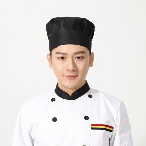 HEMOTON Black Chef hat Made of Cotton Ideal for Restaurant and Hotel Use Adjustable for Comfort