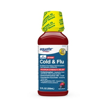 Equate Nighttime Severe Cold and Flu , Max Strength, 12 fl oz