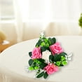 thumbnail image 5 of Artificial Rose Candle Ring Wreath Christmas Floral Wreaths Candlestick Romantic Table Centerpiece Decoration Suitable For Wedding Ceremony Valentines Day and Party Ambiance, 5 of 7