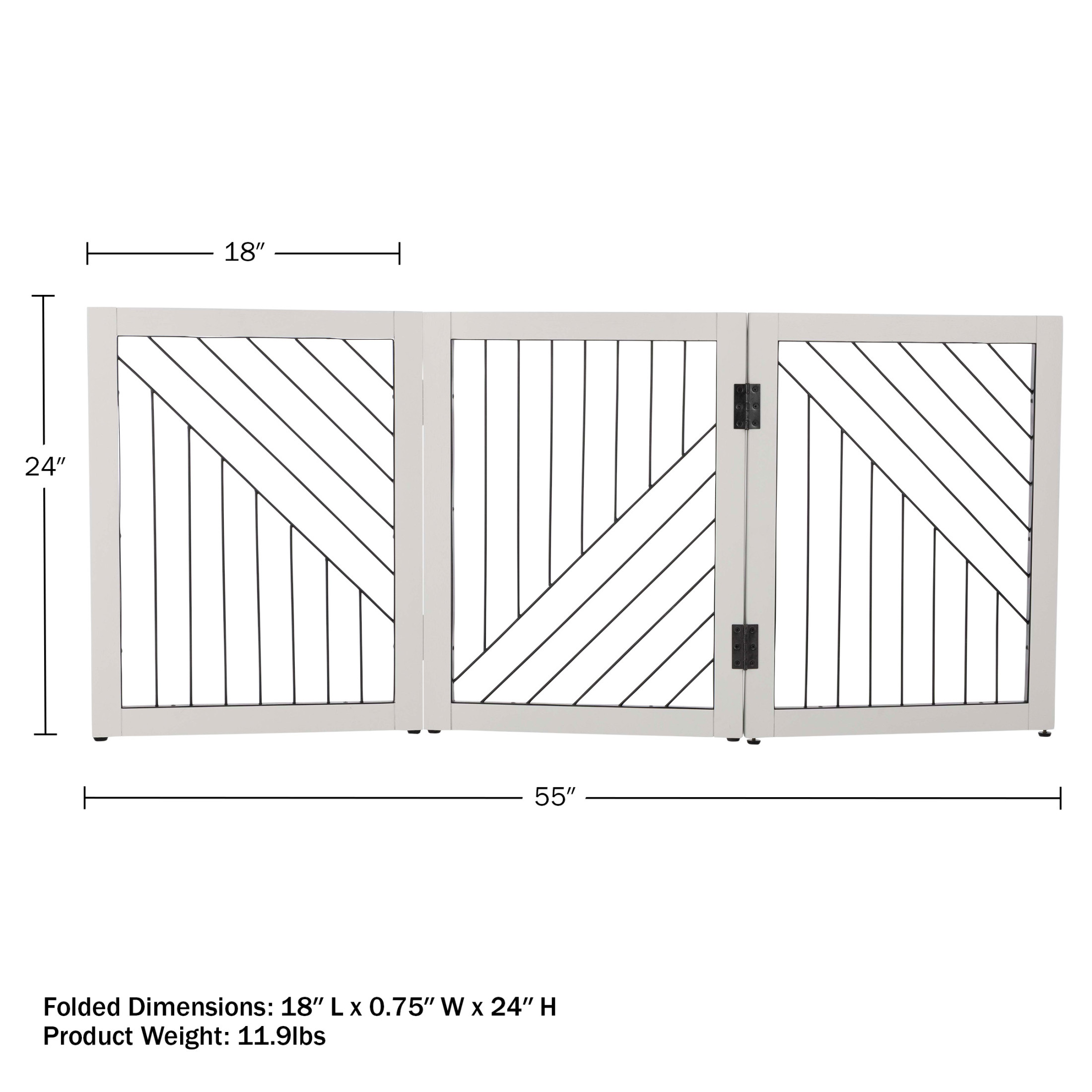 PETMAKER 3-Panel Freestanding Dog Gate - 55x24-Inch Foldable Indoor Pet Fence (White)