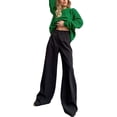 thumbnail image 3 of Women's High Waist Wide Leg Long Pants Casual Business Classic Fit Straight Leg Suit Pant Flowy Palazzo Trousers, 3 of 4