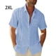 thumbnail image 4 of Sonducket Camisa de hombre Casual manga corta transpirable botón abajo Color sólido moda viajes citas camisas ropa Camisetas Azul claro 2XL, 4 of 5