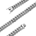 thumbnail image 6 of EOEMY 6mm-18mm Hip Hop Mens Miami Cuban Chain Silver Stainless Steel Necklace/Bracelet-Silver-12mm-24Inch Or 61Cm, 6 of 6