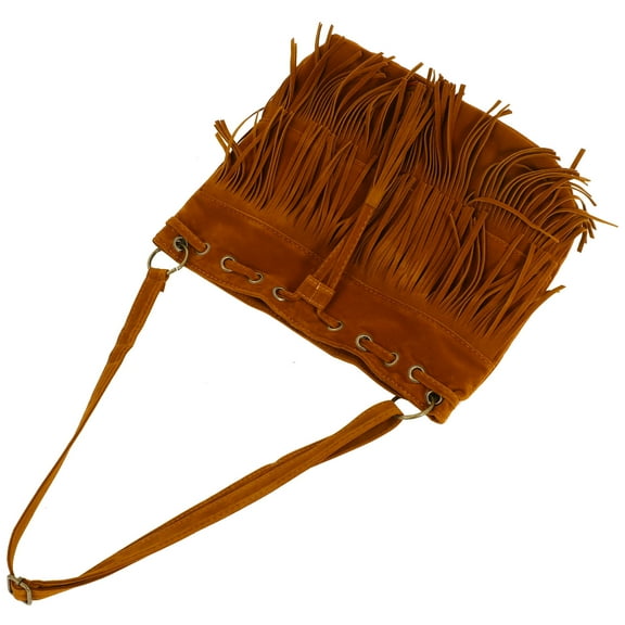 Beaupretty 1Pack Women Crossbody Handbag Brown Fringed Retro Stylish Design Storage Ideal for Ladies