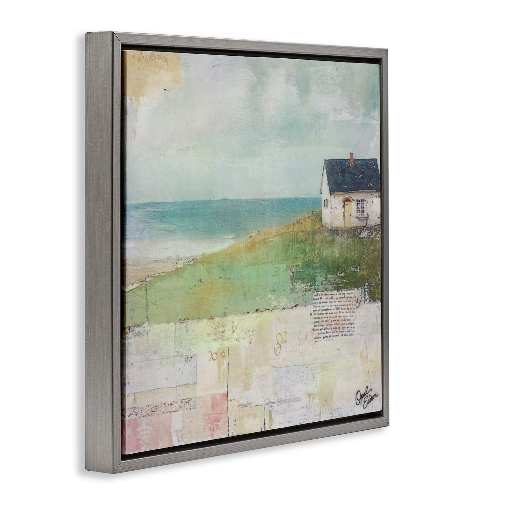 Stupell Industries Quiet Place By The Coast Gray Framed Floater Canvas Wall Art, design by Opal Edison