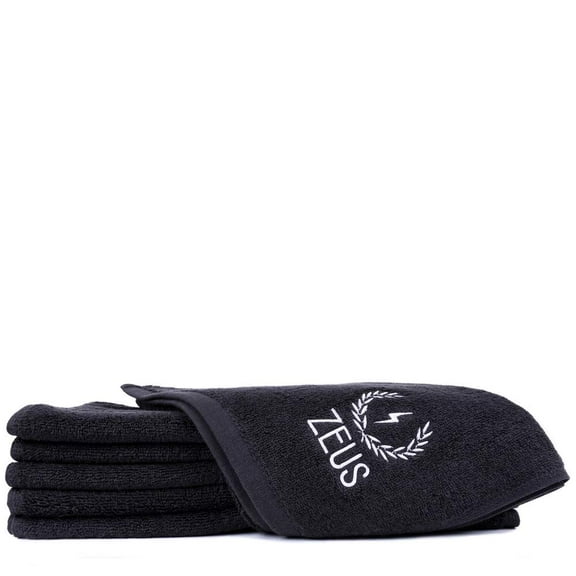 ZEUS Beard - 100% Cotton Washcloth/Shaving Towels - 6 Pack - Black