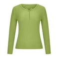 thumbnail image 4 of Itsame Women Pullover Sweaters Loose V-Neck Sweater Long Sleeve Button Sweatertop Green Size XL, 4 of 7