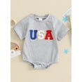 thumbnail image 5 of Aojekbee Baby Boys Independence Day Romper Short Sleeve Crewneck Letter Embroidery Romper, 5 of 10