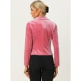 thumbnail image 4 of DARING DIVA Women's Button Front Velvet Blazer Lapel Crop Suit Jacket M Pink, 4 of 6