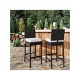 thumbnail image 3 of Ourlova Patio Wicker Barstools With Cushions Outdoor Wicker Bar Stools Set Of 2 Outdoor Rattan Bar Height Stool Set Armless For Backyard Poolside, 3 of 9